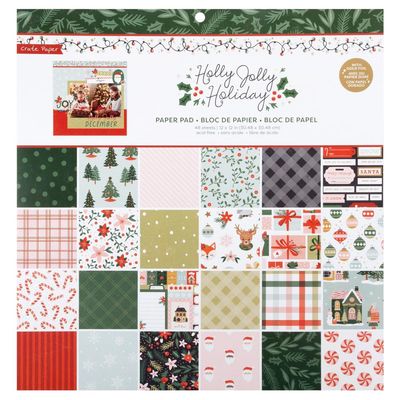 American Crafts - Crate Paper - Holly Jolly Collection - 12 x 12 Paper Pad - 315995 - 48 sheets