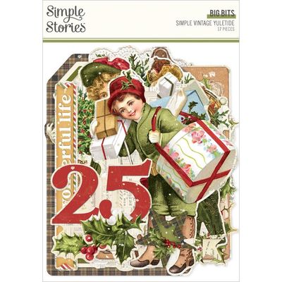 Simple Stories - Bits &amp; Pieces -  Die Cuts - Simple Vintage Yuletide Collection - Big Bits - 23225 - 17 pcs