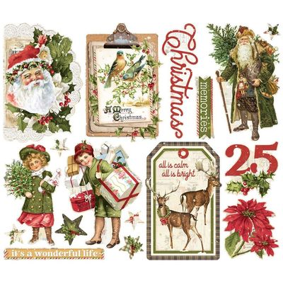 Simple Stories - Bits &amp; Pieces -  Die Cuts - Simple Vintage Yuletide Collection - Big Bits - 23225 - 17 pcs