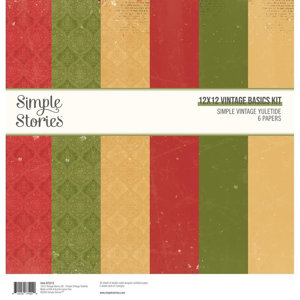 Simple Stories - Simple Vintage Yuletide Collection - 12 x 12 Paper Pack - Basics - 23215 - 6 sheets
