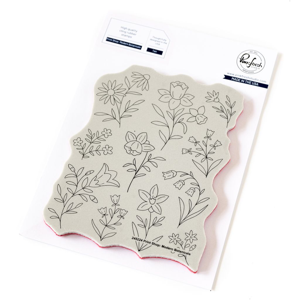 PinkFresh Studio - Kindness In Bloom Collection - Print Shop: Modern Botanicals - Cling Rubber Stamp - Stamp Set - 4.25&quot; x 5.5&quot; - 245224 - 1 pce
