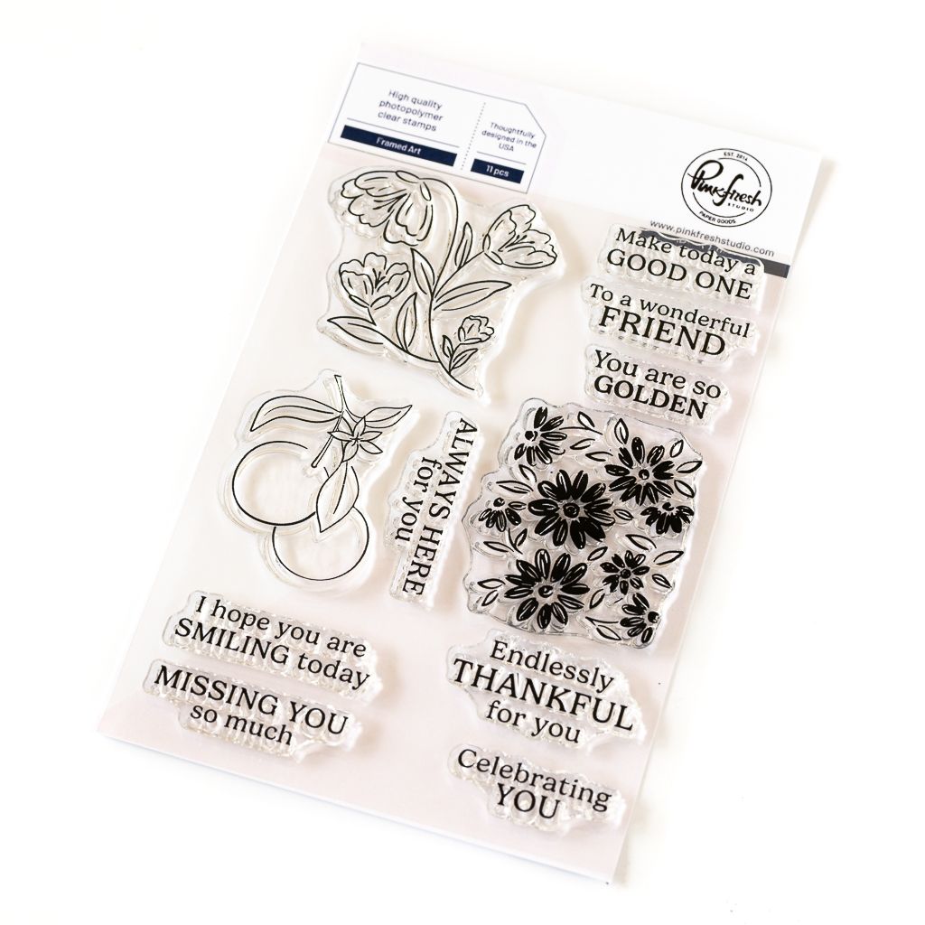 PinkFresh Studio - Kindness In Bloom Collection - Framed Art - Clear Polymer Stamp Set - 4&quot; x  6&quot; - 246324 - 11 pcs