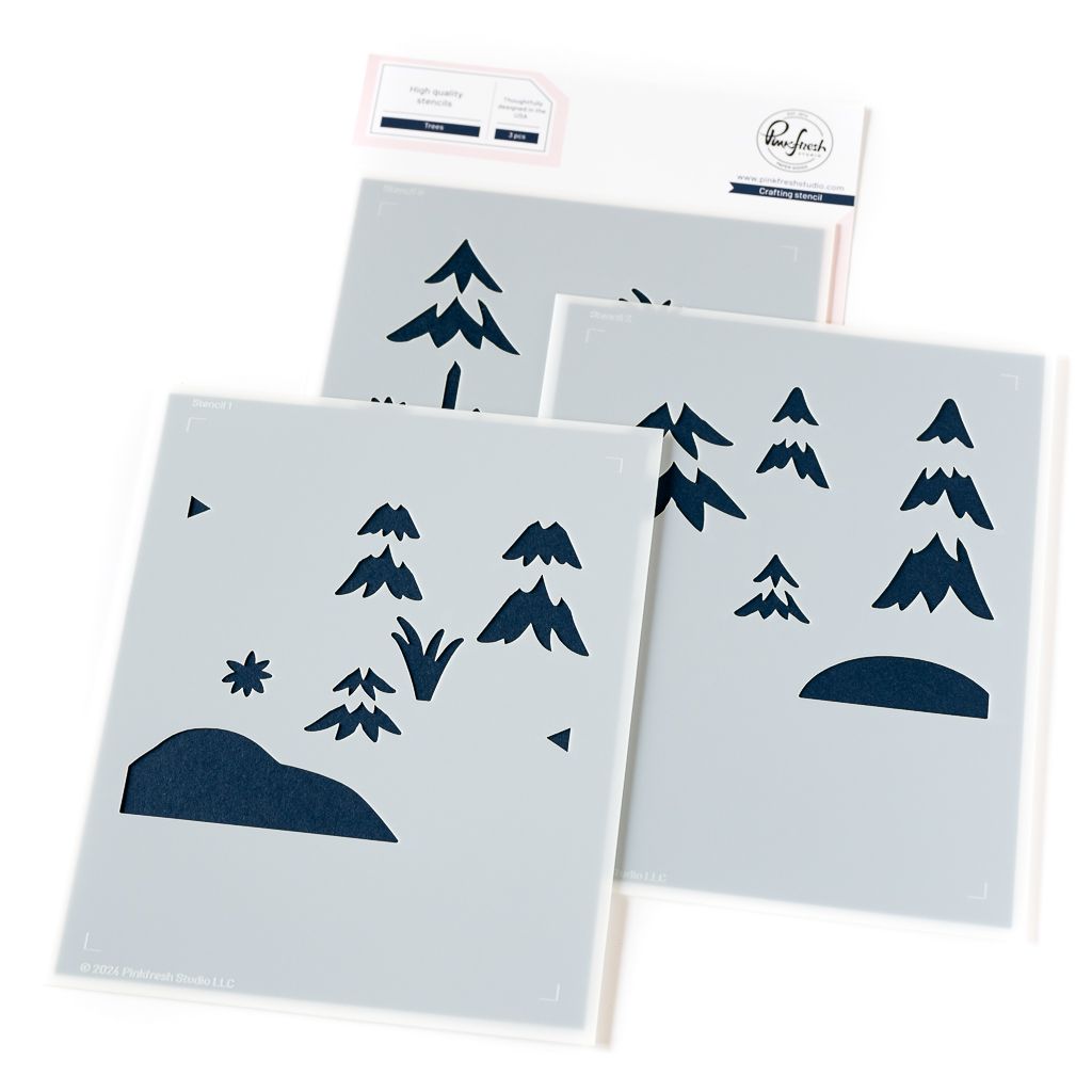 PinkFresh Studio - Kindness In Bloom Collection - Trees - Layering Stencil Set -  245724 - 3 pcs