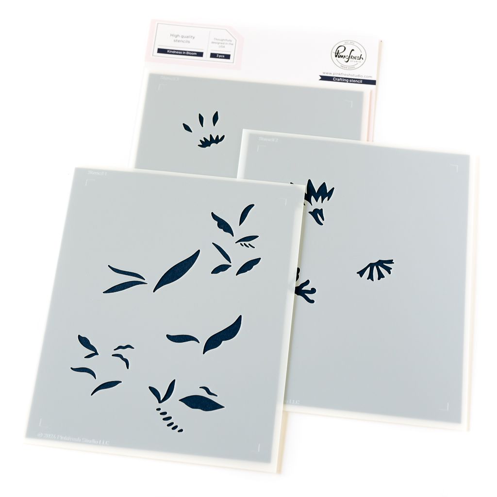 PinkFresh Studio - Kindness In Bloom Collection - Kindness In Bloom - Layering Stencil Set -  257024 - 3 pcs
