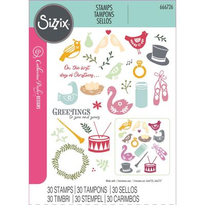 Sizzix - Catherine Pooler - Stamp Set - 12 Days of Christmas - 666726 - 30 pcs