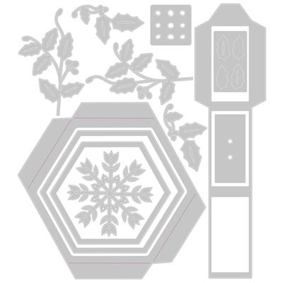 Sizzix - Catherine Pooler - 12 Days of Christmas Collection - Thinlets Die Set - Hanging Ornament Box - 666728 - 12 pcs