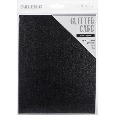 Tonic Studios - Craft Perfect - Glitter cardstock - Black Sapphire - 8.5&quot; x 11&quot; - 92lbs  - 9963E - 5 Sheets