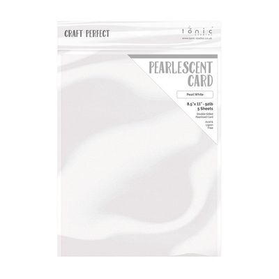 Tonic Studios - Craft Perfect - Pearlescent Cardstock - Pearl White - 8.5&quot; x 11&quot; - 92lbs - 9527E - 5 Sheets