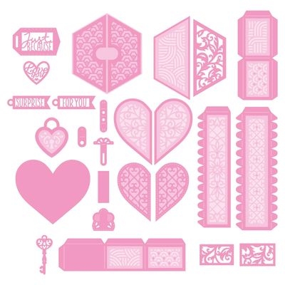 Tonic Studios - Die Set - Hearts &amp; Hexagons - 5220E - 51 pcs