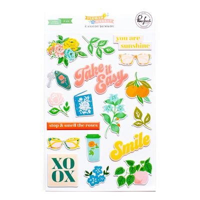 PinkFresh Studio - Flower Market Collection - Puffy Stickers - 185423 -  18 pcs