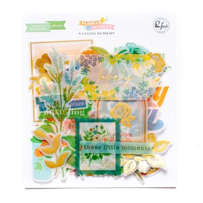 PinkFresh Studio - Flower Market Collection - Vellum - Floral Die Cuts - 185723 -  43 pcs