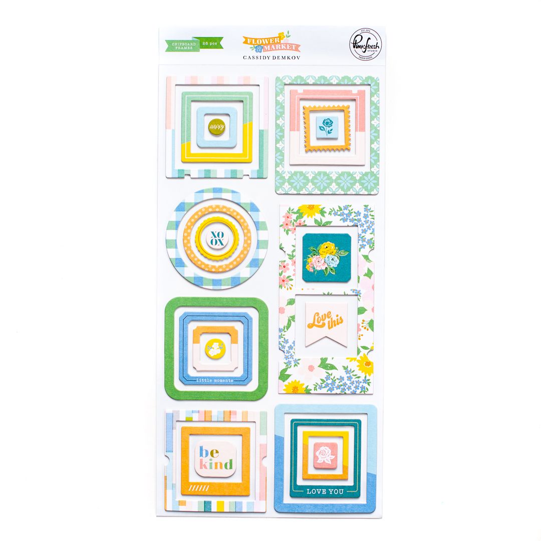 PinkFresh Studio - Flower Market Collection - Chipboard Frames - 186323 -26 pcs