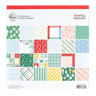 PinkFresh Studio - happy Holiday Collection - 12 x 12 Paper Pack - 170122 - 12 sheets