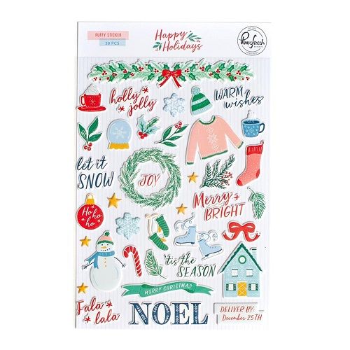 PinkFresh Studio - Happy Holidays Collection - Puffy Stickers - 171622 - 38 pcs