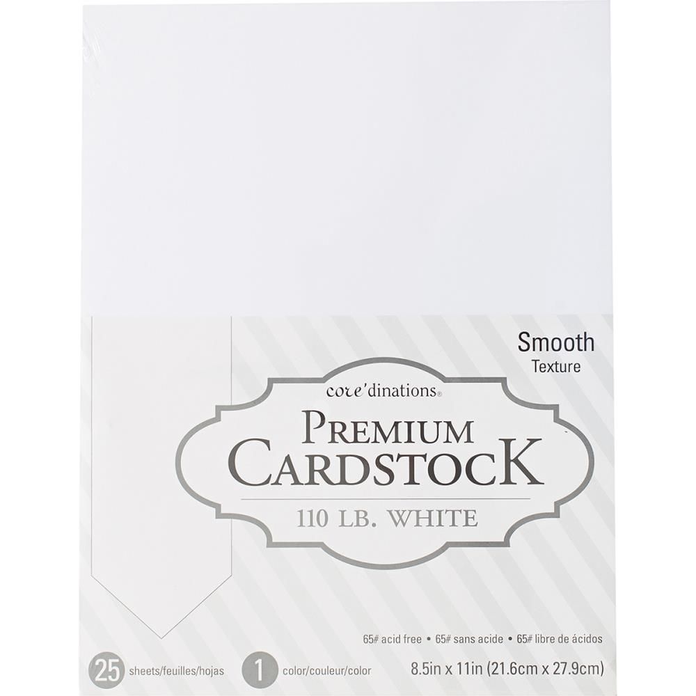 American Crafts - Core&#39;dinations - Smooth Cardstock - 110lb - Heavyweight - 8.5&quot; x 11&quot; - 25 Pack - 377690