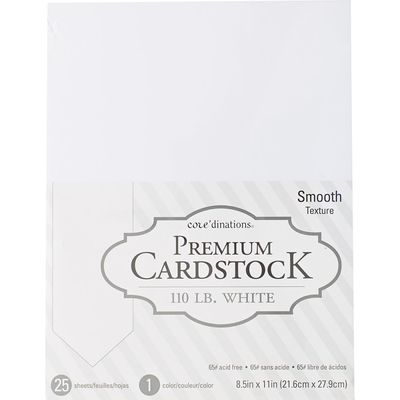 American Crafts - Core&#39;dinations - Smooth Cardstock - 110lb - Heavyweight - 8.5&quot; x 11&quot; - 25 Pack - 377690