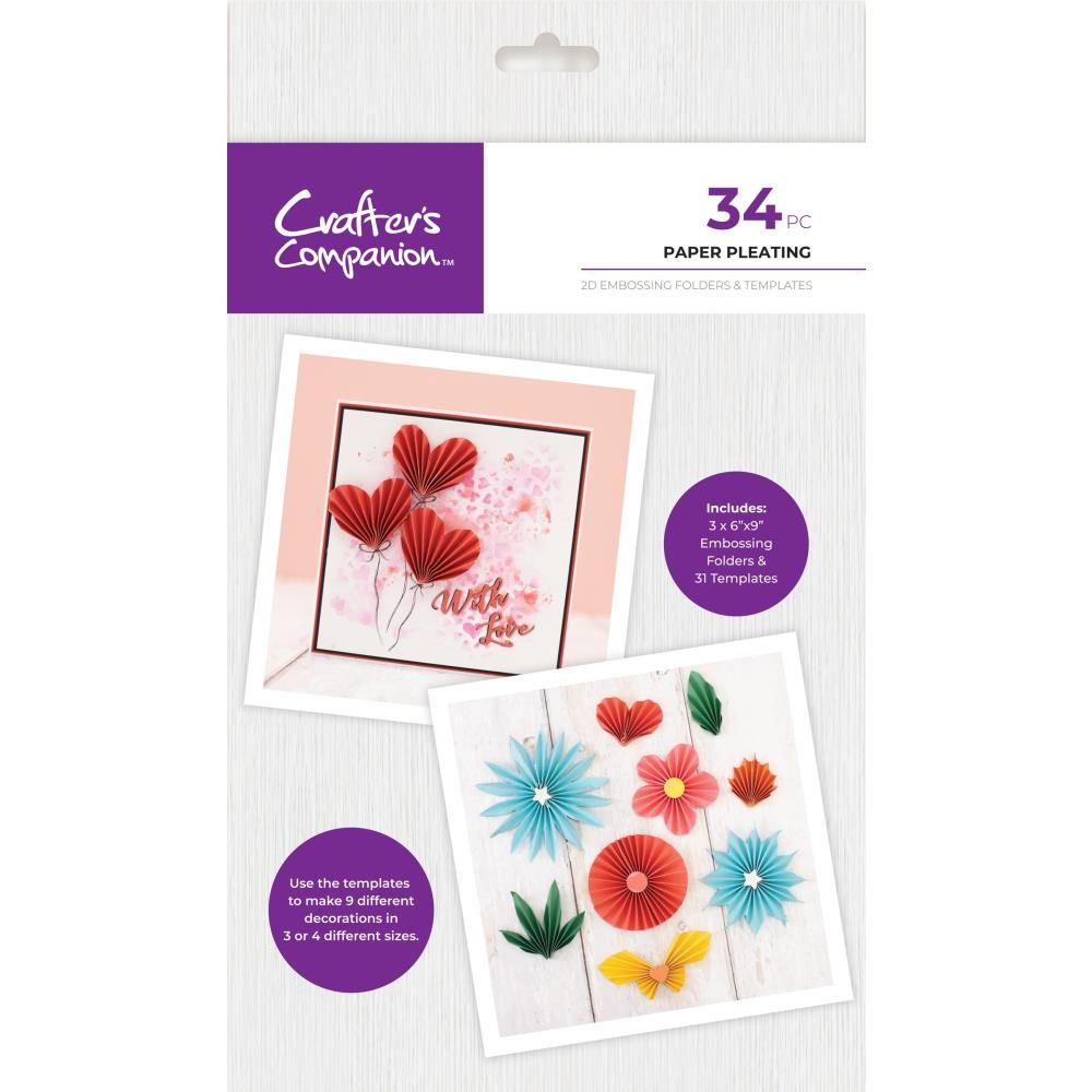 Crafters Companion  -  Templates &amp; Embossing Folders - Paper Pleating - CCTEMPEF4PP - 34 pcs
