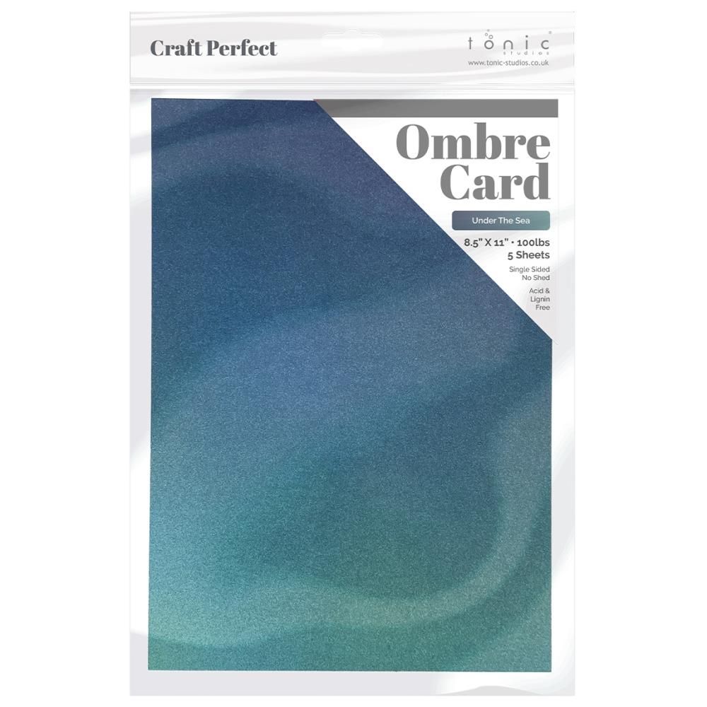 Tonic Studios - Craft Perfect - Ombre&#39; Glitter Cardstock - Under The Sea - 8.5&quot; x 11&quot; - 300gsm -  8921E - 5 Sheets