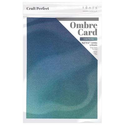 Tonic Studios - Craft Perfect - Ombre&#39; Glitter Cardstock - Under The Sea - 8.5&quot; x 11&quot; - 300gsm -  8921E - 5 Sheets