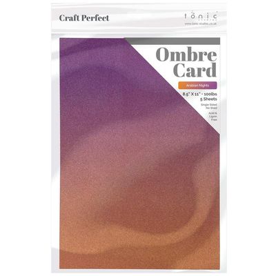 Tonic Studios - Craft Perfect - Ombre&#39; Glitter Cardstock - Arabian Night - 8.5&quot; x 11&quot; - 300gsm -  8925E - 5 Sheets