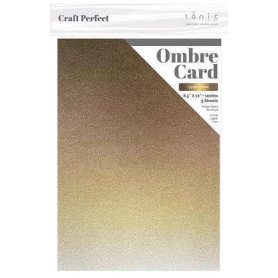 Tonic Studios - Craft Perfect - Ombre&#39; Glitter Cardstock - Oyster Luster - 8.5&quot; x 11&quot; - 300gsm -  8922E - 5 Sheets
