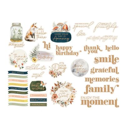 Spellbinders Paper Arts - Woodland Tales Collection - Die Cut - Sentiments - SCS-360 - 72 pcs