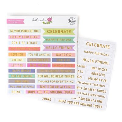 PinkFresh Studio - Foiled Cardstock Stickers - Best Wishes - 208823 - 52 pcs