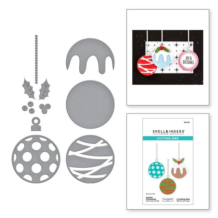 Spellbinders Paper Arts - Essential Holiday Collection By Lisa Horton - Festive Ornaments - S3-522 - 8 dies