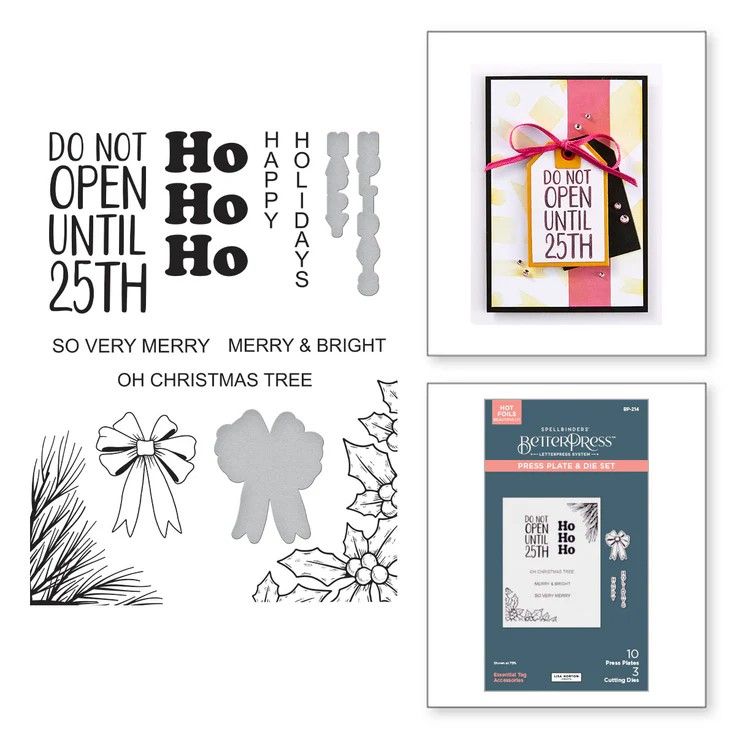 Spellbinders Paper Arts - Press Plate &amp; Die Set - Essential Holiday Collection By Lisa Horton - Essential Tag Accessories - BP-214 - 10 Press Plate &amp; 3 Dies