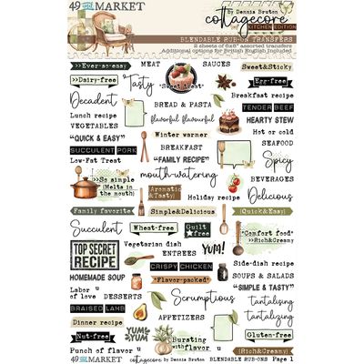 49 &amp; Market - Cottagecore Collection - By Dennis Bruton - 6&quot; x 8&quot; - Rub On Transfers - CC29697 - 2 sheets