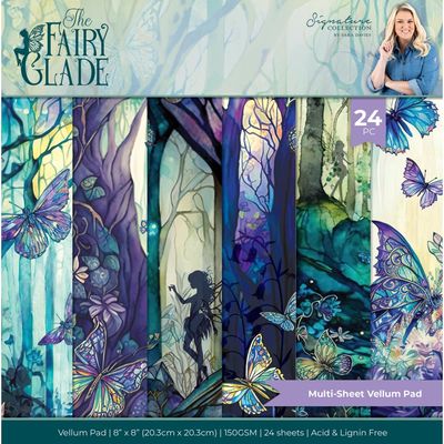 Crafters Companion - Signature Collection By Sara Davies - Fairy Glade - 8&quot; X 8&quot; - Vellum Paper Pad - SS-FG-VELPAD8 -  24 sheets 150gsm
