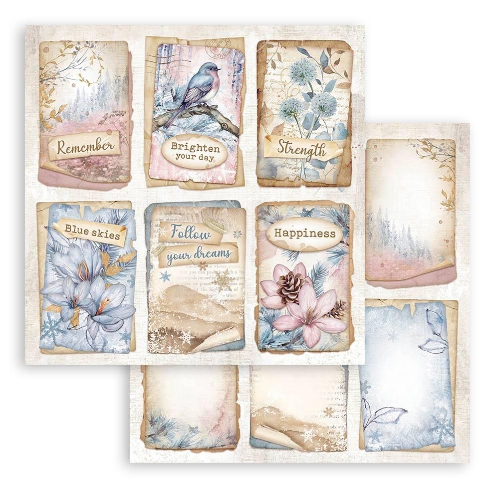 Stamperia -Romantic &amp; Create Happiness Series - Dewdrops Collection - 12 x 12 Single Sheet - 6 Cards - SBB1032
