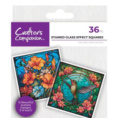 Crafters Companion - Printed Acetate - Stained Glass Effect - Squares - CC- ACE- SGES - 36 pcs