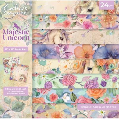 Crafters Companion - Majestic Unicorn - 12 x 12 Paper Pad - MU-PAD12 - 24 sheets