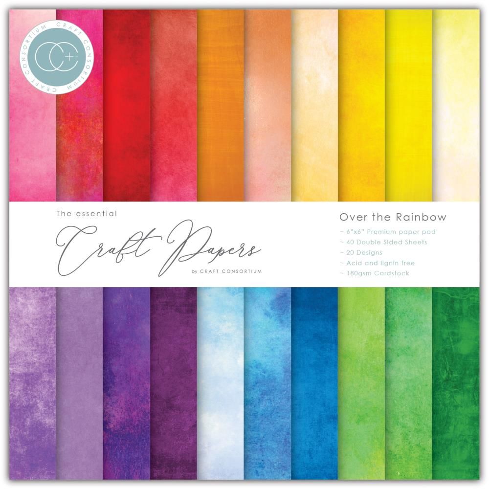 Craft Consortium - The Essential Craft Papers - Over the Rainbow Collection - 6&quot; x 6&quot; Paper Pad - CCPAD026B - 30 Sheets