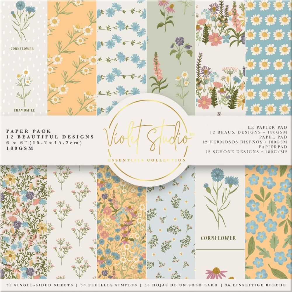 Crafters Companion - Violet Studio - Amongst The Wildflower Collection - 6&quot; x 6&quot; Paper Pad - VS-PPK-030