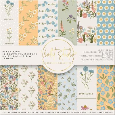 Crafters Companion - Violet Studio - Amongst The Wildflower Collection - 6&quot; x 6&quot; Paper Pad - VS-PPK-030