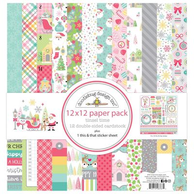 Doodlebug Design Inc - Tinsel Time Collection - 12 x 12 paper Pad - 8767 - 13 sheets