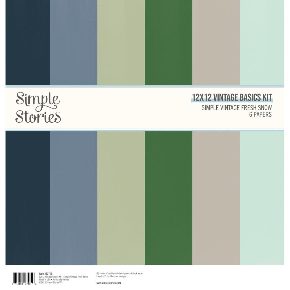 Simple Stories - Fresh Snow Collection - 12 x 12 Basics Paper Pack - 23715 - 6 sheets