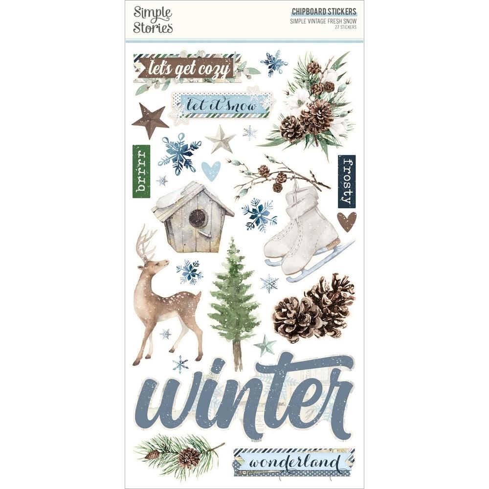 Simple Stories - Fresh Snow Collection - Chipboard Stickers-  23720 - 27pcs