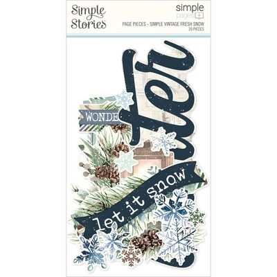 Simple Stories - Fresh Snow Collection - Page Pieces - 23239 - 20 pcs