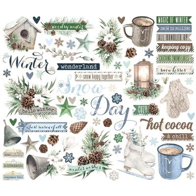 Simple Stories - Fresh Snow Collection - Bits &amp; Pieces - Die Cuts - Icons - 23721 - 72pcs