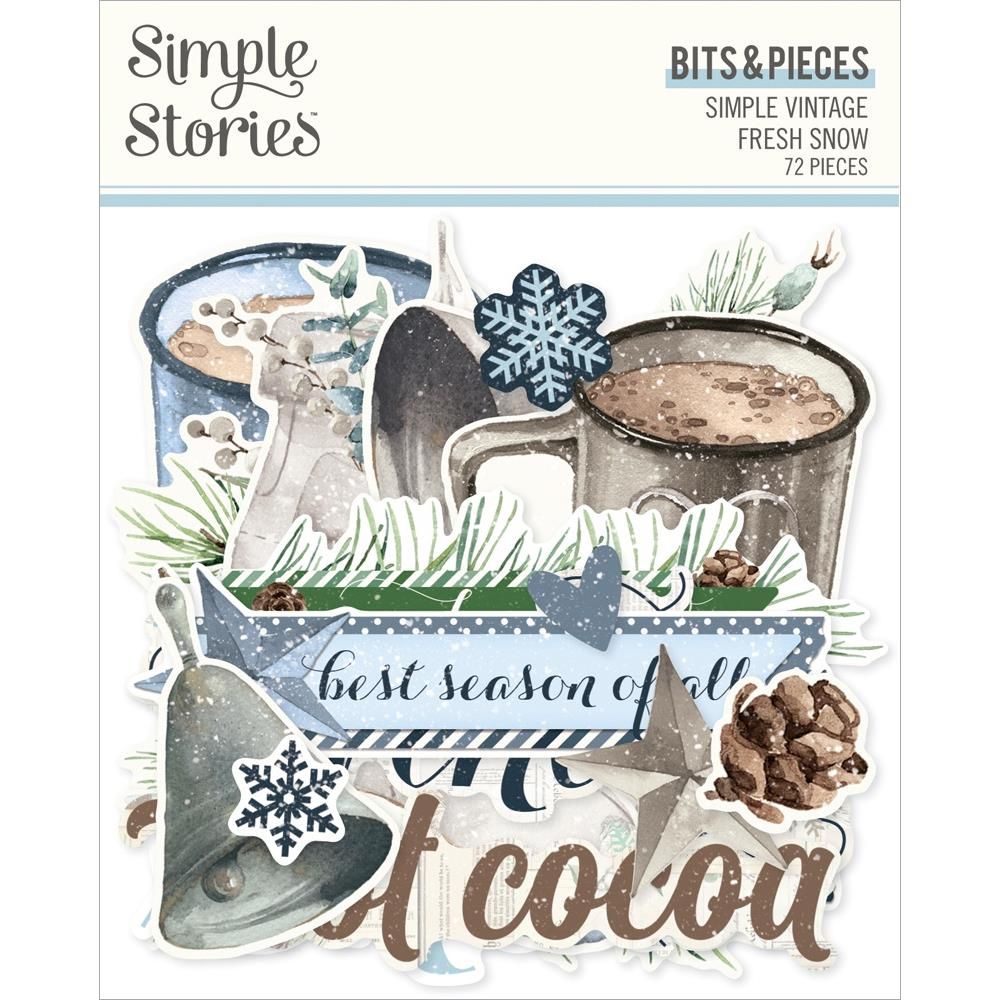 Simple Stories - Fresh Snow Collection - Bits &amp; Pieces - Die Cuts - Icons - 23721 - 72pcs