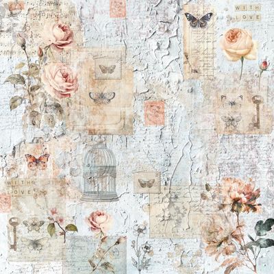 Crafters Companion - Distressed Florals Pad - 12 x 12 - 24 sheets - CC-PAD12-DISF