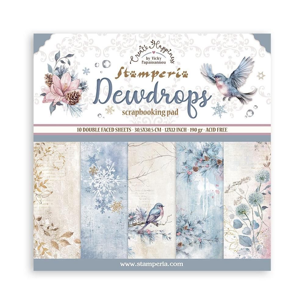 Stamperia - Create Happiness Collection - Dew Drops - 12 x 12 paper Pack - SBBL163 - 10 sheets