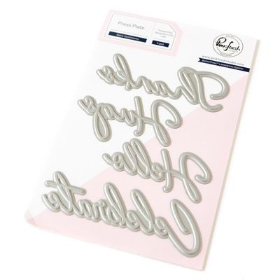 PinkFresh Studio - Gentle Greetings &amp; Greenery Collection - Basic Sentiments - Press Plate - 264424 - 4 pcs