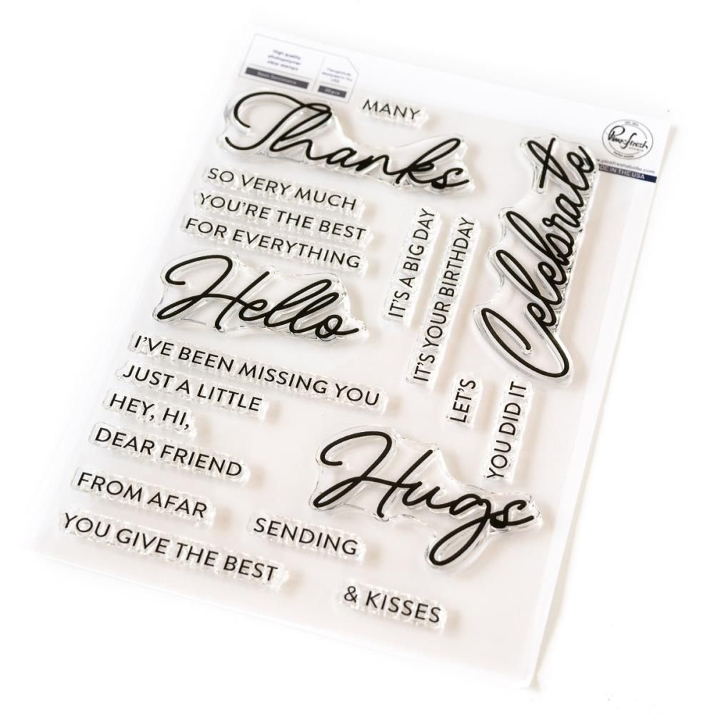 PinkFresh Studio - Gentle Greetings &amp; Greenery Collection - Basic Sentiments - Clear Photo Polymer Stamp - 6&quot; x 8&quot; -264124 - 20 pcs