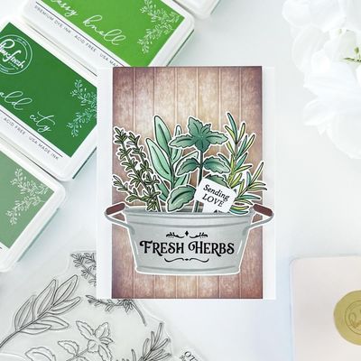 PinkFresh Studio - Gentle Greetings &amp; Greenery Collection - Herb Garden - Clear Photo Polymer Stamp  - 4" x 6" - 263724 - 8pcs