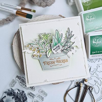 PinkFresh Studio - Gentle Greetings &amp; Greenery Collection - Herb Garden - Die - 26324 - 1pce