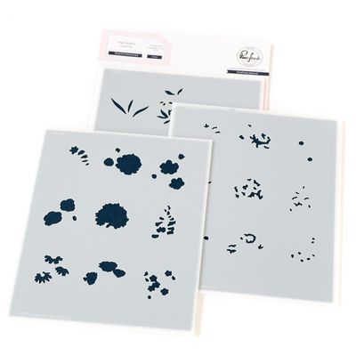 PinkFresh Studio - Gentle Greetings &amp; Greenery - Beautiful Botanicals - Stencil - 264724 - 3pcs